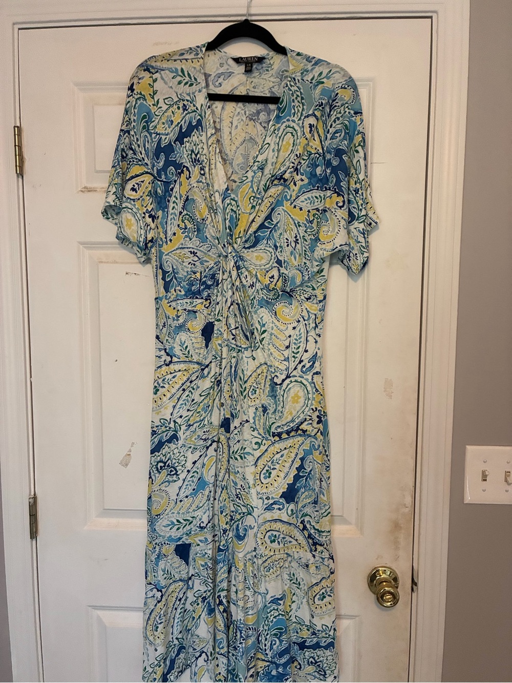 Ralph Lauren Blue and Yellow Paisley Maxi Dress